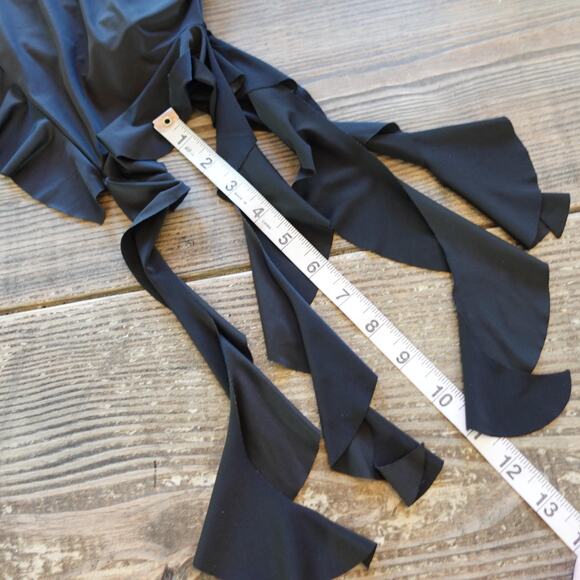 Y2K Top Small Black Strapless Asymmetric Ruffle Fairy Grunge Whimsigoth Witchy - Picture 9 of 11